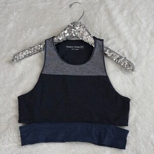 Outdoor Voices Slash Back Crop in Tri Color black blue & gray. NWOT